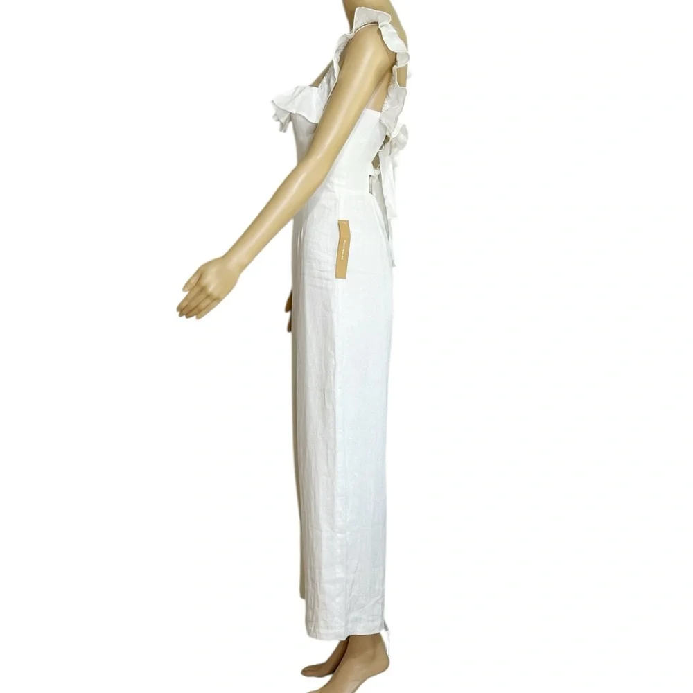 REFORMATION Juniper Wide Leg Linen Jumpsuit, White, 2 (US) - Picture 5 of 9